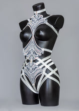 Load image into Gallery viewer, SNOW PONY - White Sequin Bodycage &amp; Fringed Epaulettes

