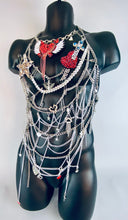 Load image into Gallery viewer, MYTHOS - OOAK 40&quot; Silver Heart Bodychain Harness
