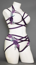 Load image into Gallery viewer, SNOW IN APRIL - Purple &amp; Lilac Flower Cage Bralette
