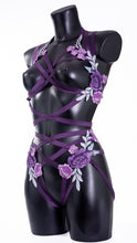 Load image into Gallery viewer, SNOW IN APRIL - Purple &amp; Lilac Flower Cage Bralette
