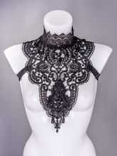 Charger l&#39;image dans la galerie, BLACK MASS - 3 Piece Gothic Couture Lace Fringed Shoulder Harness
