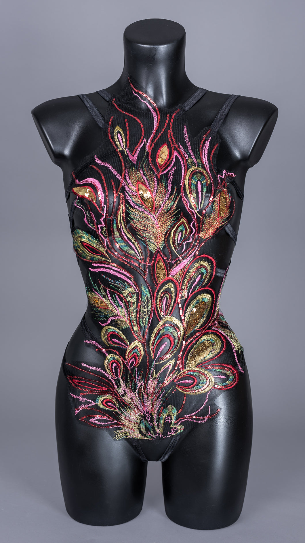 KUJAKU - Sequin Embroidered Peacock Bodycage