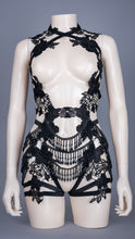 Load image into Gallery viewer, NARCOTIQUE - Luxe Black Lace Beaded Fringe Bodycage
