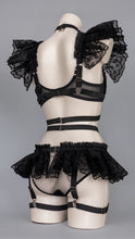 Charger l&#39;image dans la galerie, EX IDOLO - Black Lace Frilly Suspender Skirt &amp; Garters
