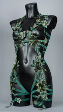 Charger l&#39;image dans la galerie, *RTS POISON IVY - Green Sequin Lace Bodycage UK 12-14/US 8-10

