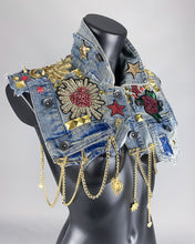 Load image into Gallery viewer, DILARIA - Reworked Denim Gold Bolero
