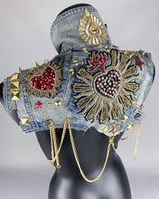 Load image into Gallery viewer, DILARIA - Reworked Denim Gold Bolero

