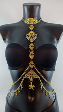 Load image into Gallery viewer, SUMERIA - Gold Filigree Chain Charm Harness
