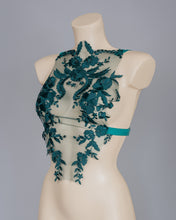 Load image into Gallery viewer, TEMPTATION - Teal Lace Harness &amp; Fringed Epaulettes

