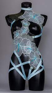 *RTS MOONSTRUCK - Pastel Blue Flower Bodycage UK 12-14/US 8-10